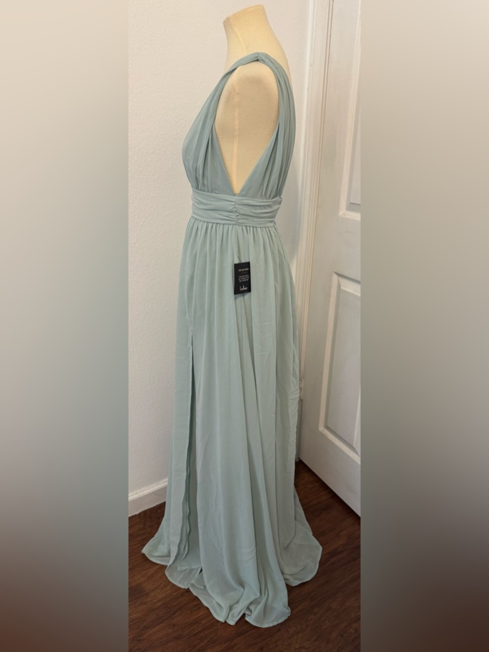 Lulus Heavenly Hues Sage Brush Maxi Dress Bridesmaid Dance NWT Small *SPOT* - Picture 2 of 13